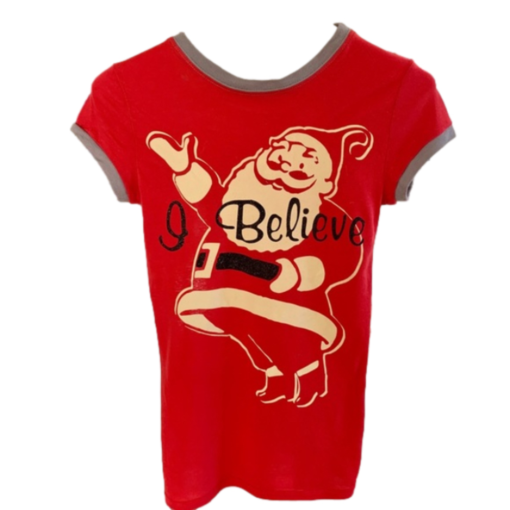 Santa Christmas I Believe Short Sleeve T-Shirt